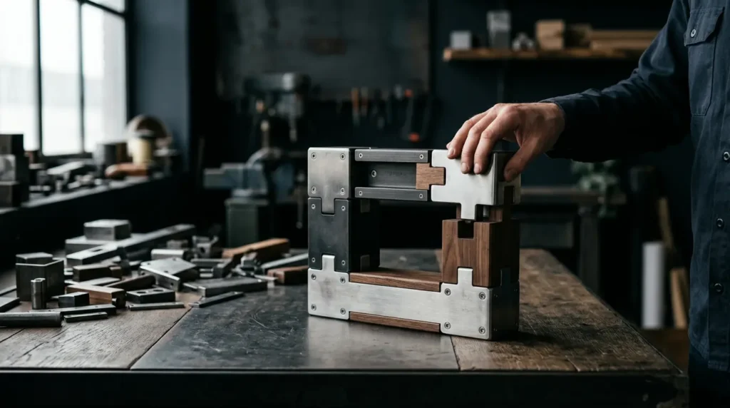 Estructura modular construida paso a paso como metáfora para las finanzas personales en la vida real